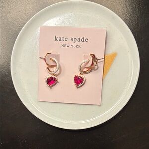 kate spade Gold and Fuchsia Heart Earrings